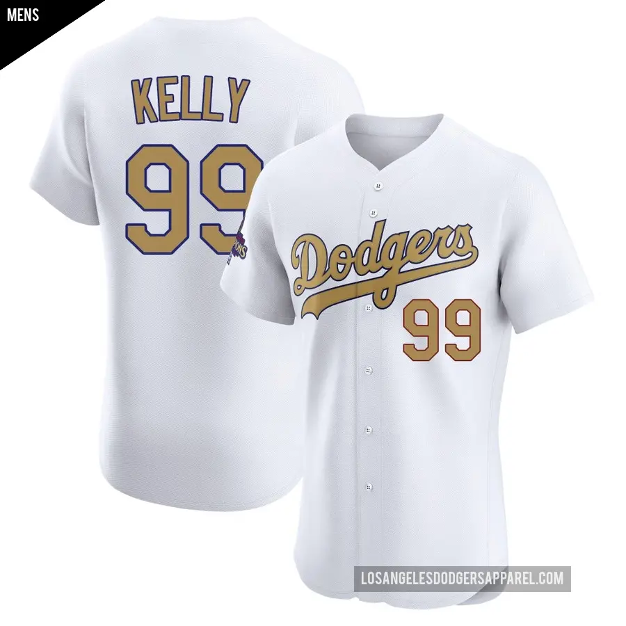 Men's Los Angeles Dodgers ＃99 Joe Kelly Elite Gold White 2025 Collection Jersey