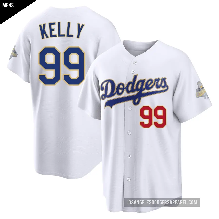 Men's Los Angeles Dodgers ＃99 Joe Kelly Limited Gold White 2026 Collection Stadium Jersey