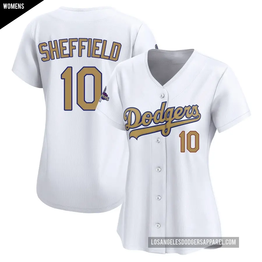 Women's Los Angeles Dodgers ＃10 Gary Sheffield Limited Gold White 2025 Collection Jersey
