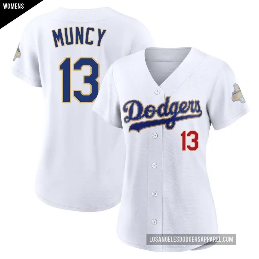 Women's Los Angeles Dodgers ＃13 Max Muncy Limited Gold White 2026 Collection Stadium Jersey