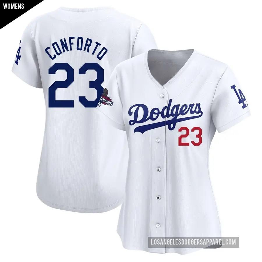 Women's Los Angeles Dodgers ＃23 Michael Conforto Limited White Home 2024 World Series Champions Jersey