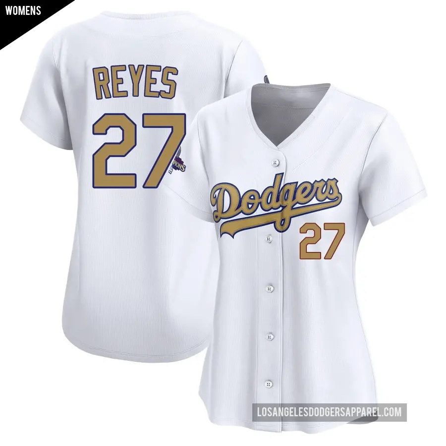 Women's Los Angeles Dodgers ＃27 Alex Reyes Limited Gold White 2025 Collection Jersey
