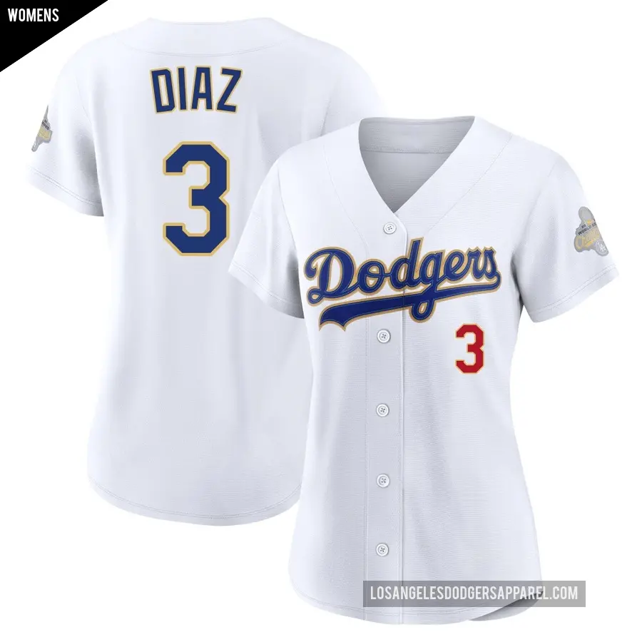 Women's Los Angeles Dodgers ＃3 Edwin Diaz Limited Gold White 2026 Collection Stadium Jersey