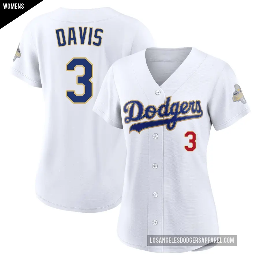 Women's Los Angeles Dodgers ＃3 Willie Davis Limited Gold White 2026 Collection Stadium Jersey