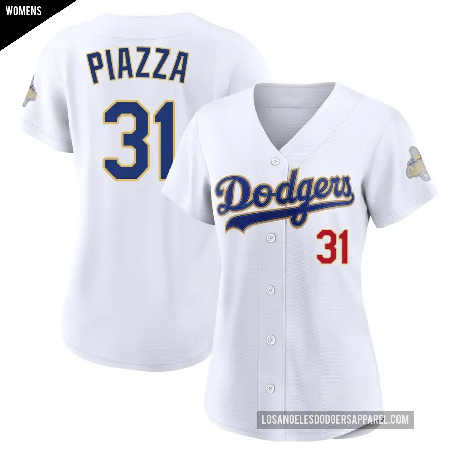 Women's Los Angeles Dodgers ＃31 Mike Piazza Limited Gold White 2026 Collection Stadium Jersey