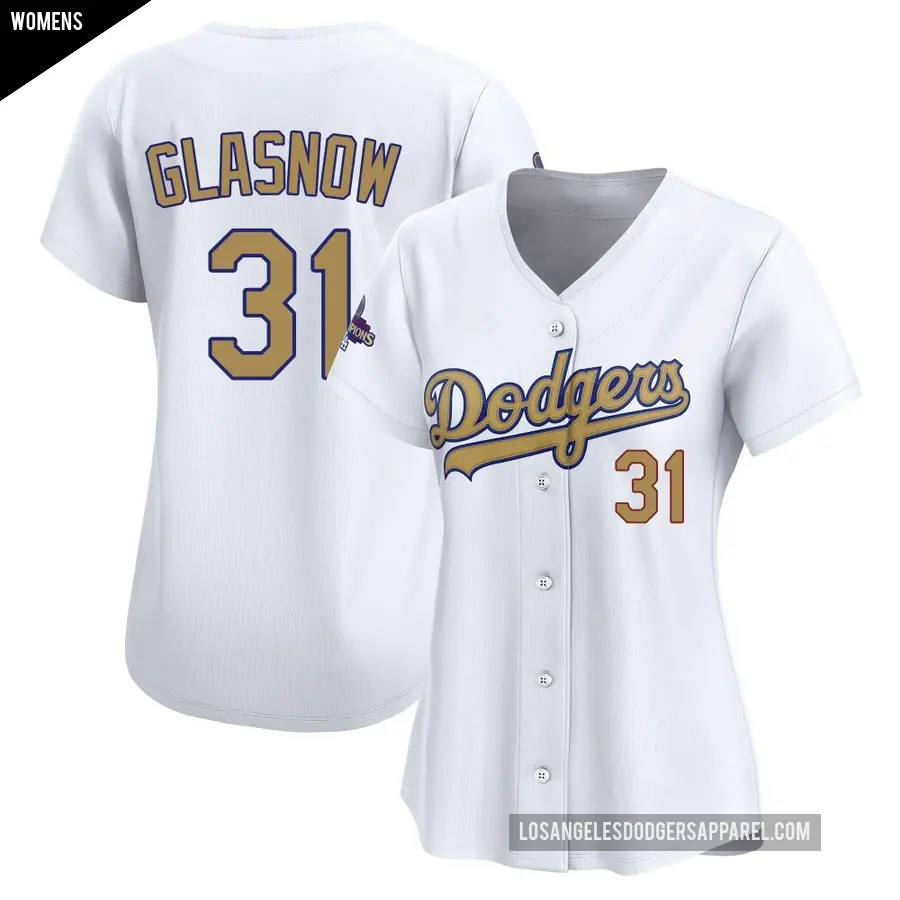 Women's Los Angeles Dodgers ＃31 Tyler Glasnow Limited Gold White 2025 Collection Jersey