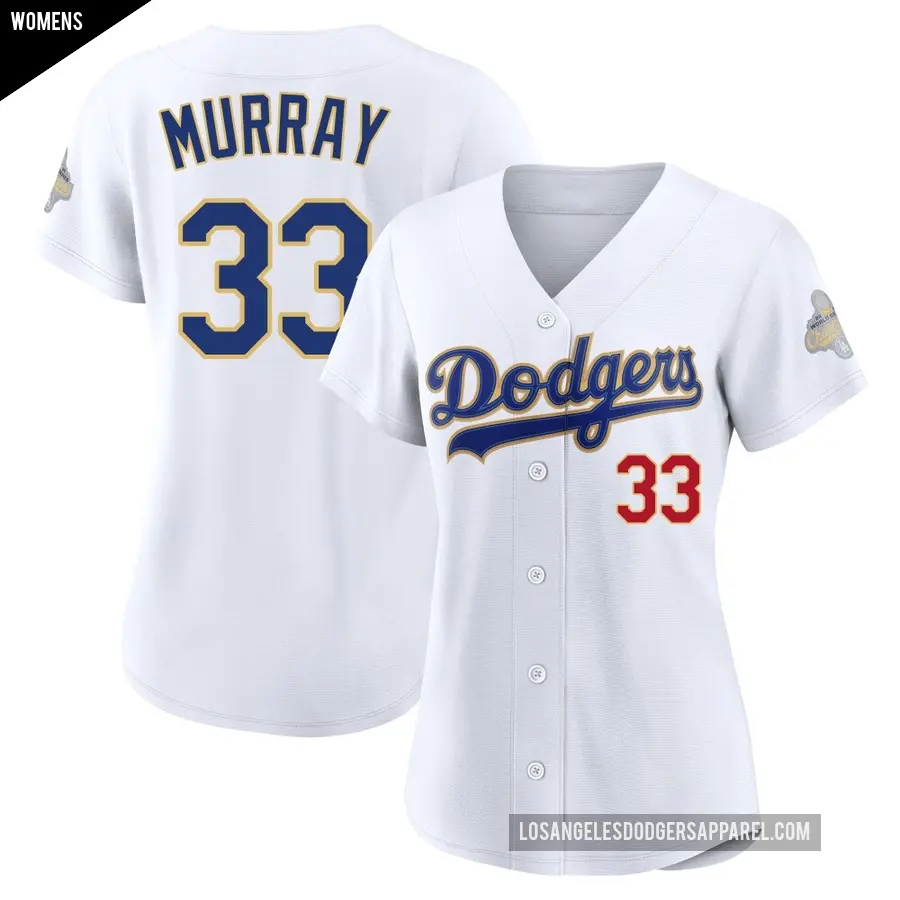 Women's Los Angeles Dodgers ＃33 Eddie Murray Limited Gold White 2026 Collection Stadium Jersey