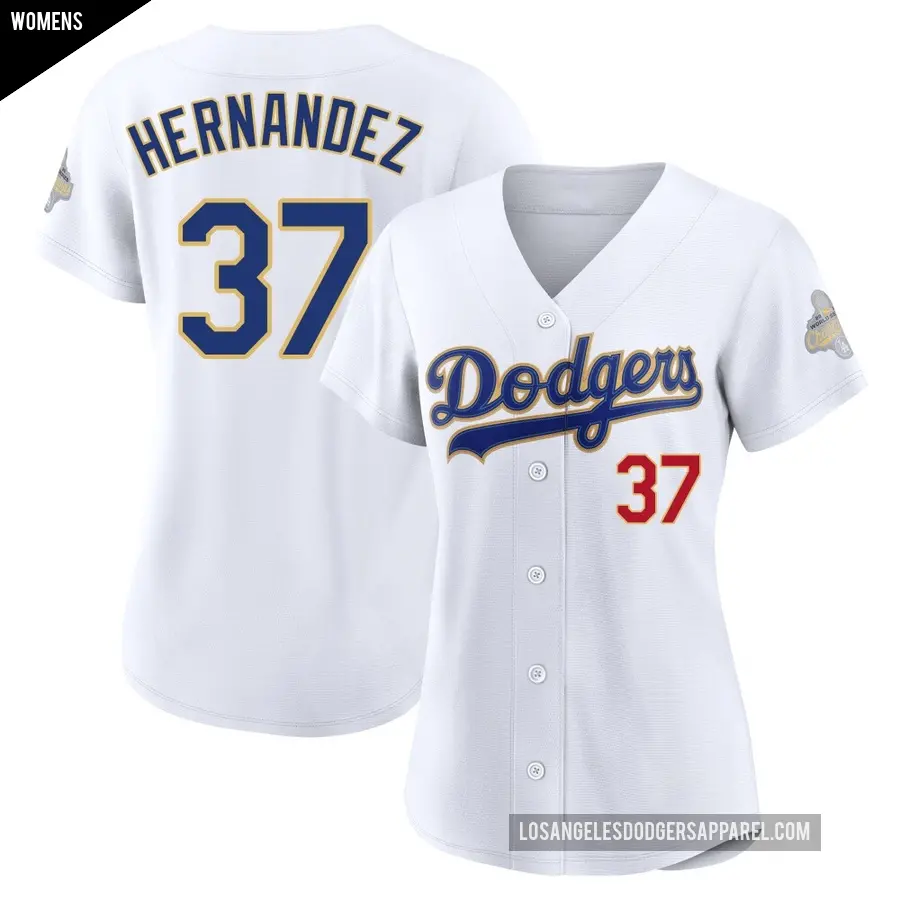 Women's Los Angeles Dodgers ＃37 Teoscar Hernandez Limited Gold White 2026 Collection Stadium Jersey