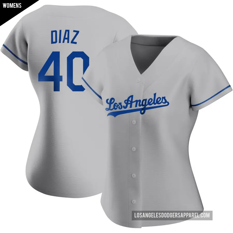Women's Los Angeles Dodgers ＃40 Alexis Diaz Authentic Gray Road Jersey