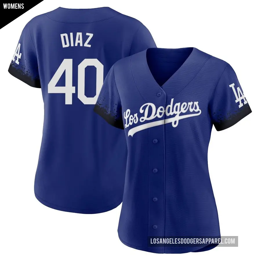 Women's Los Angeles Dodgers ＃40 Alexis Diaz Authentic Royal 2021 City Connect Jersey