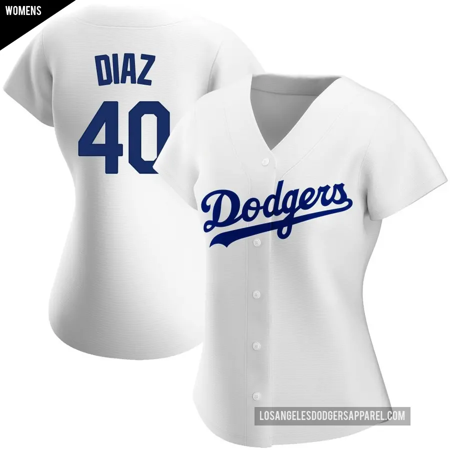 Women's Los Angeles Dodgers ＃40 Alexis Diaz Authentic White Home Jersey