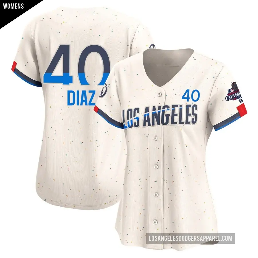 Women's Los Angeles Dodgers ＃40 Alexis Diaz Limited Cream 2024 City Connect World Series Champions Jersey