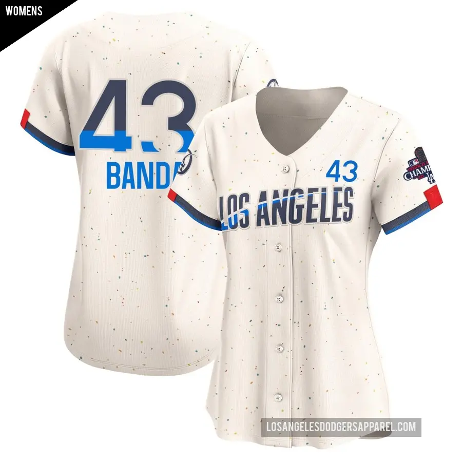 Women&#039;s Los Angeles Dodgers &#65283;43 Anthony Banda Limited Cream 2024 City Connect World Series Champions Jersey