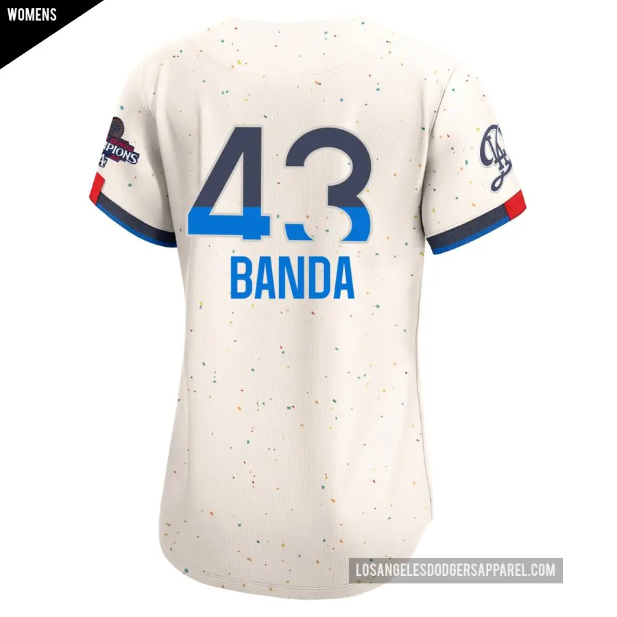 Women&#039;s Los Angeles Dodgers &#65283;43 Anthony Banda Limited Cream 2024 City Connect World Series Champions Jersey