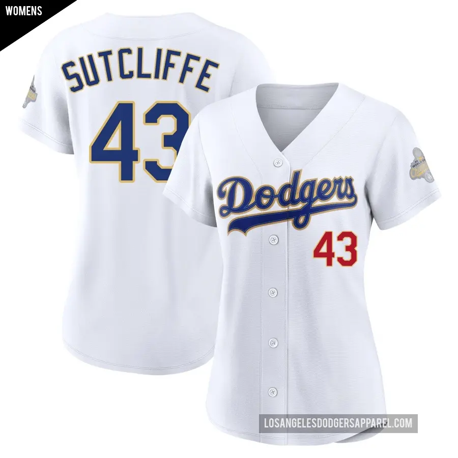 Women's Los Angeles Dodgers ＃43 Rick Sutcliffe Limited Gold White 2026 Collection Stadium Jersey