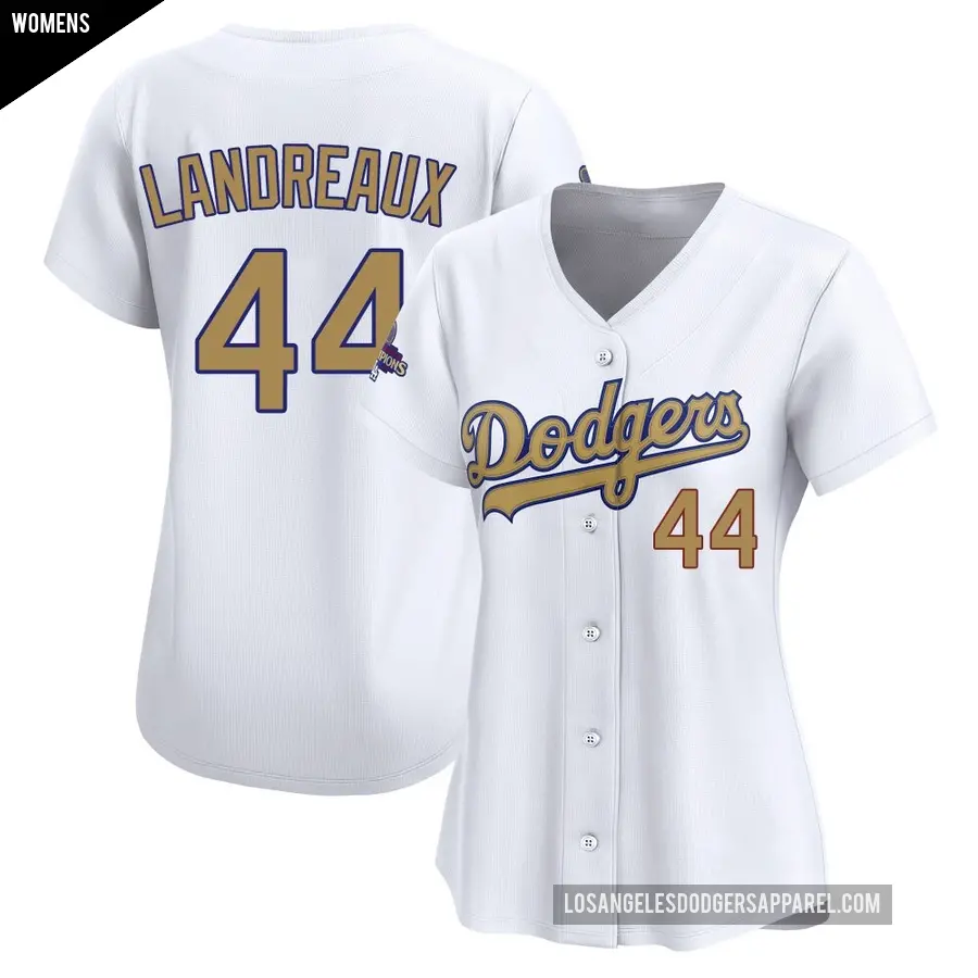 Women's Los Angeles Dodgers ＃44 Ken Landreaux Limited Gold White 2025 Collection Jersey