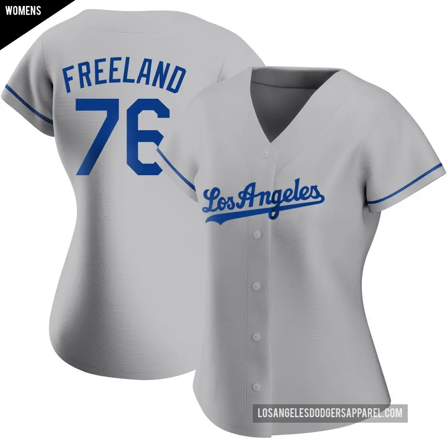 Women's Los Angeles Dodgers ＃76 Alex Freeland Authentic Gray Road Jersey