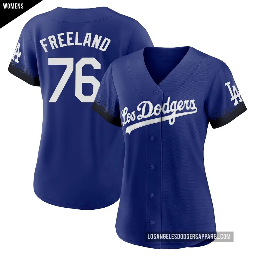 Women's Los Angeles Dodgers ＃76 Alex Freeland Authentic Royal 2021 City Connect Jersey