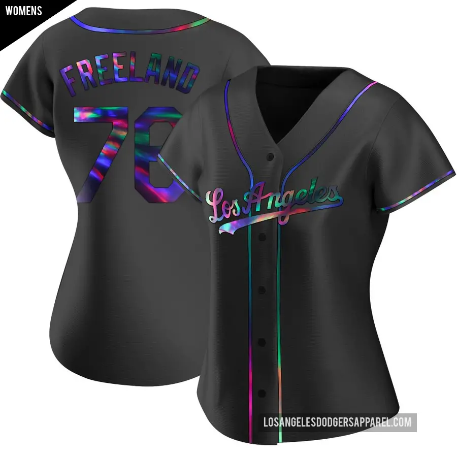 Women's Los Angeles Dodgers ＃76 Alex Freeland Replica Black Holographic Alternate Jersey