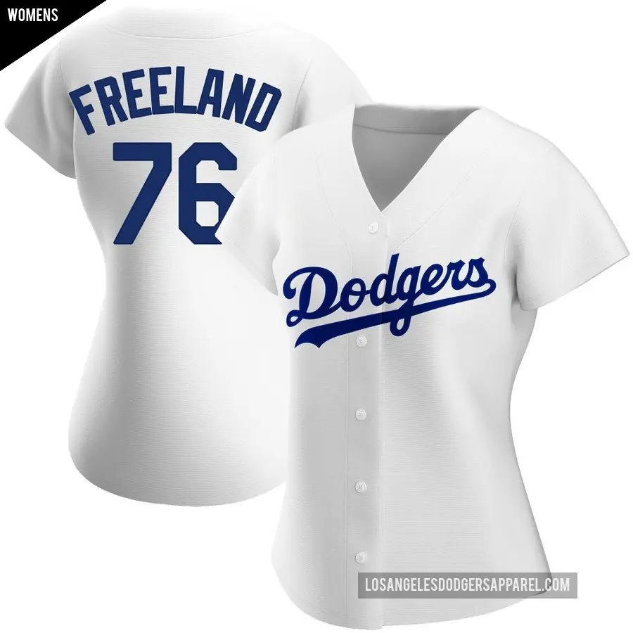 Women's Los Angeles Dodgers ＃76 Alex Freeland Replica White Home Jersey