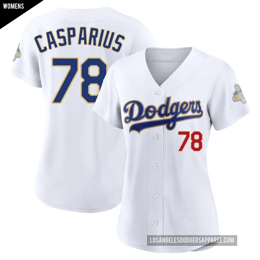 Women's Los Angeles Dodgers ＃78 Ben Casparius Limited Gold White 2026 Collection Stadium Jersey