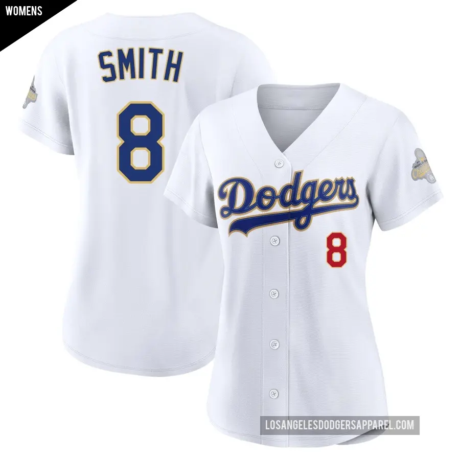 Women's Los Angeles Dodgers ＃8 Reggie Smith Limited Gold White 2026 Collection Stadium Jersey