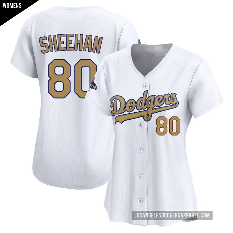 Women's Los Angeles Dodgers ＃80 Emmet Sheehan Limited Gold White 2025 Collection Jersey