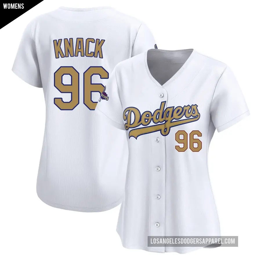 Women's Los Angeles Dodgers ＃96 Landon Knack Limited Gold White 2025 Collection Jersey