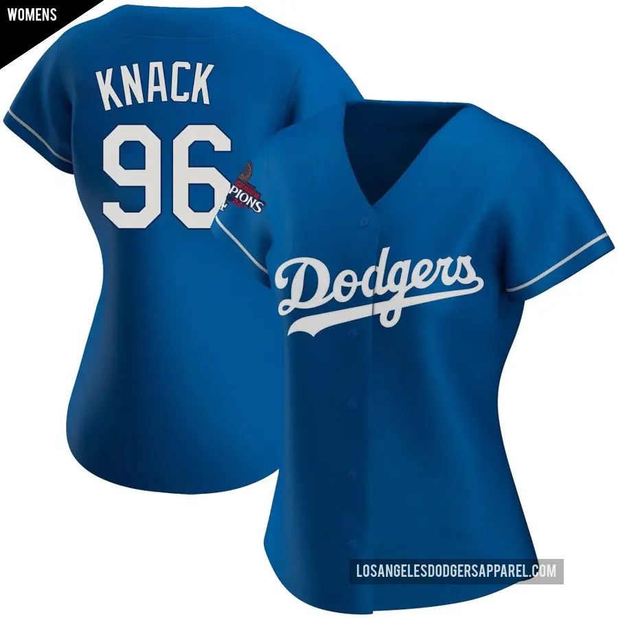 Women's Los Angeles Dodgers ＃96 Landon Knack Replica Royal Alternate 2024 World Series Champions Jersey