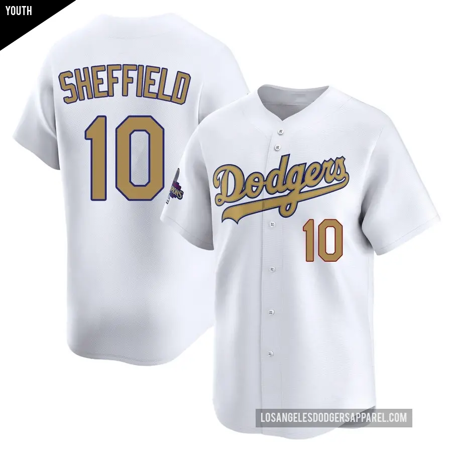 Youth Los Angeles Dodgers ＃10 Gary Sheffield Limited Gold White 2025 Collection Jersey