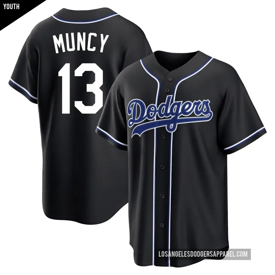 Youth Los Angeles Dodgers ＃13 Max Muncy Replica Black Fashion Out Jersey