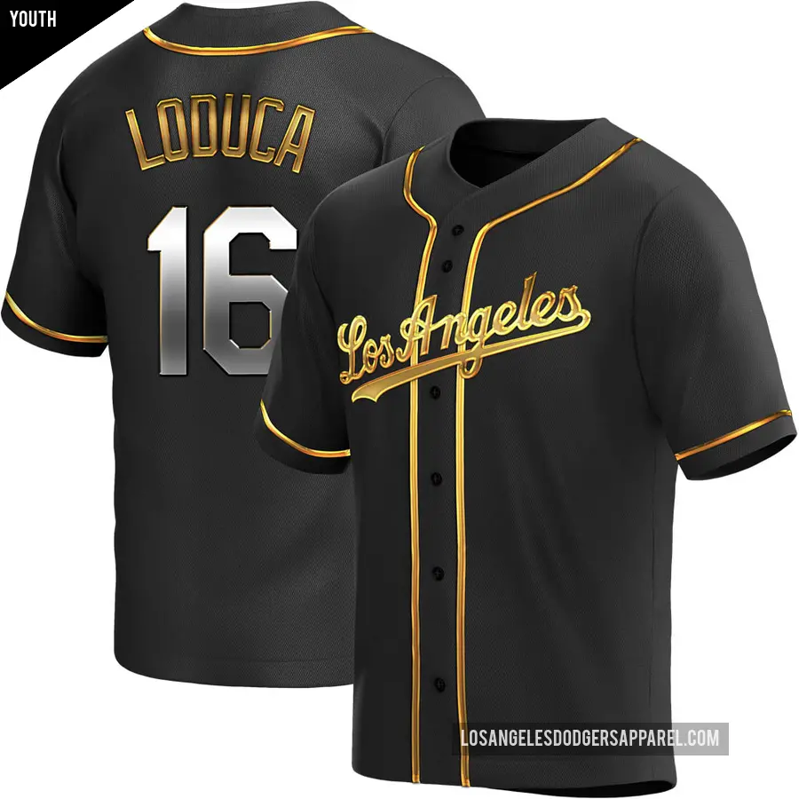 Youth Los Angeles Dodgers &#65283;16 Paul Loduca Replica Gold Black en Alternate Jersey