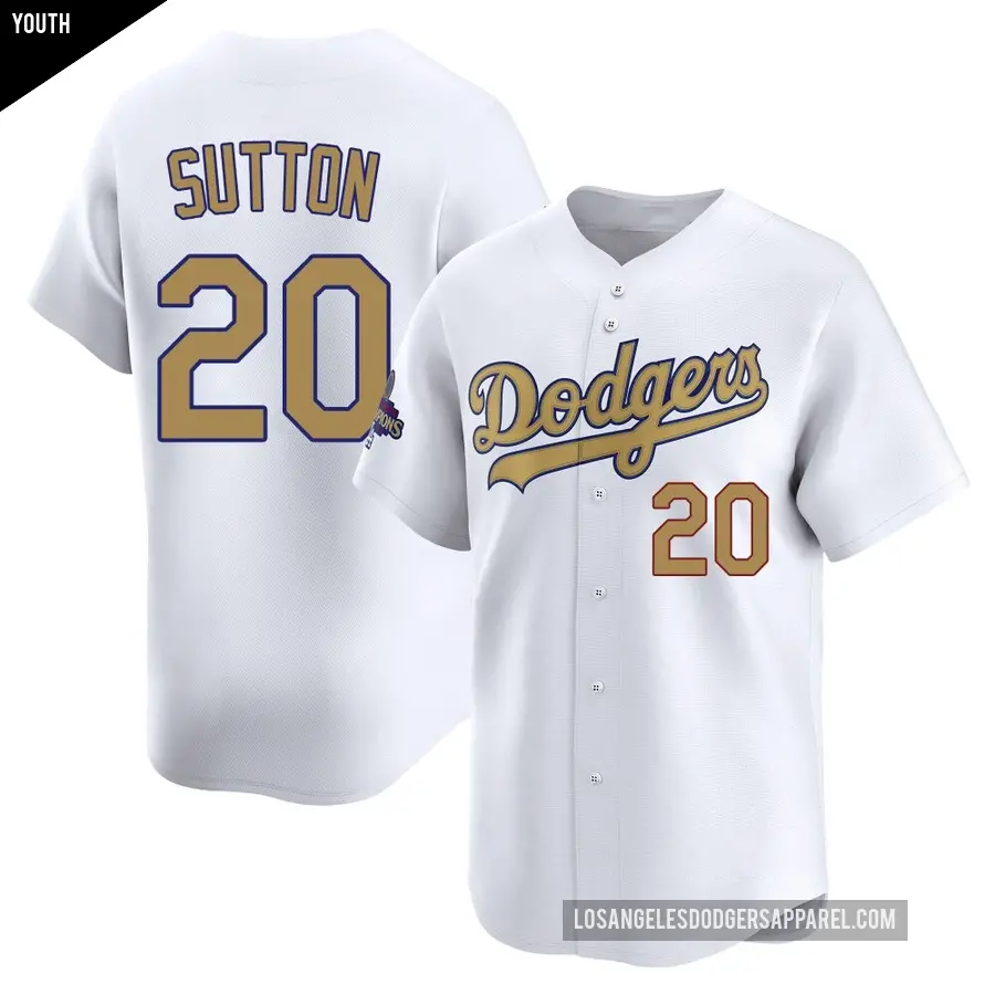 Youth Los Angeles Dodgers ＃20 Don Sutton Limited Gold White 2025 Collection Jersey