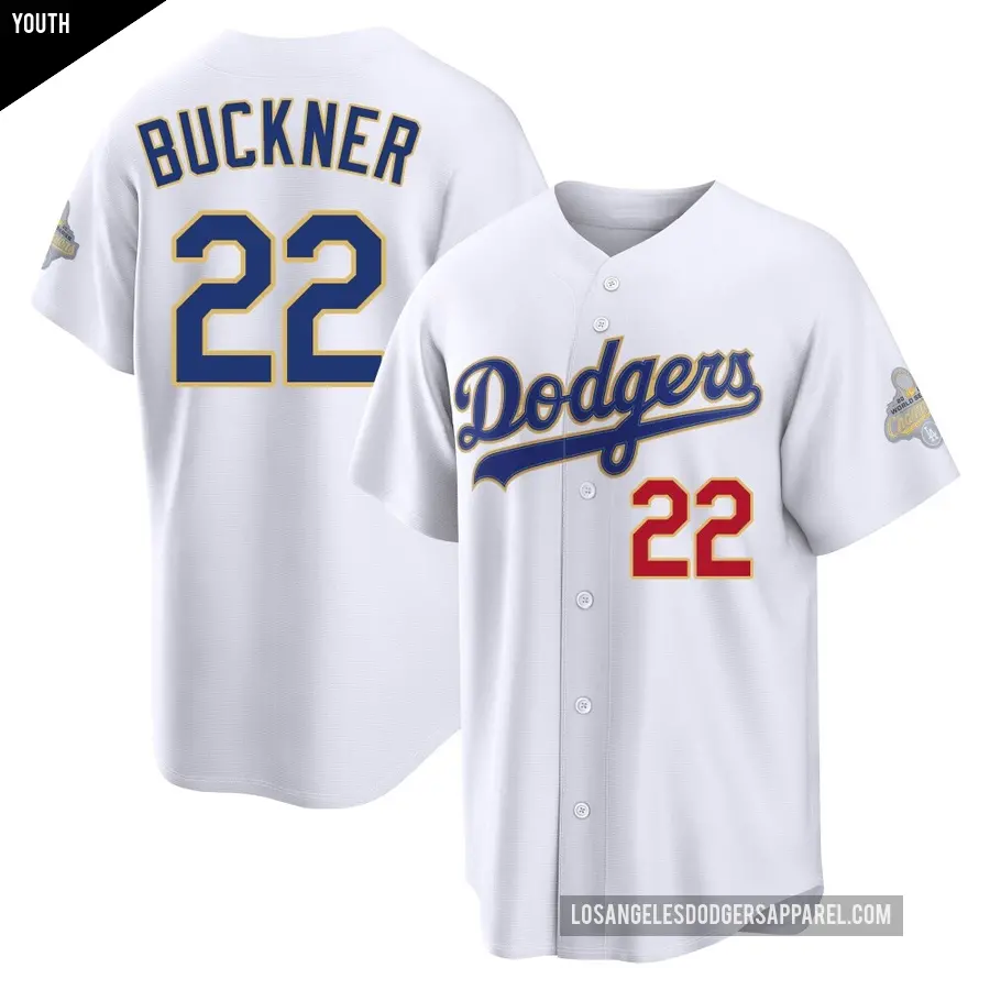 Youth Los Angeles Dodgers ＃22 Bill Buckner Limited Gold White 2026 Collection Stadium Jersey