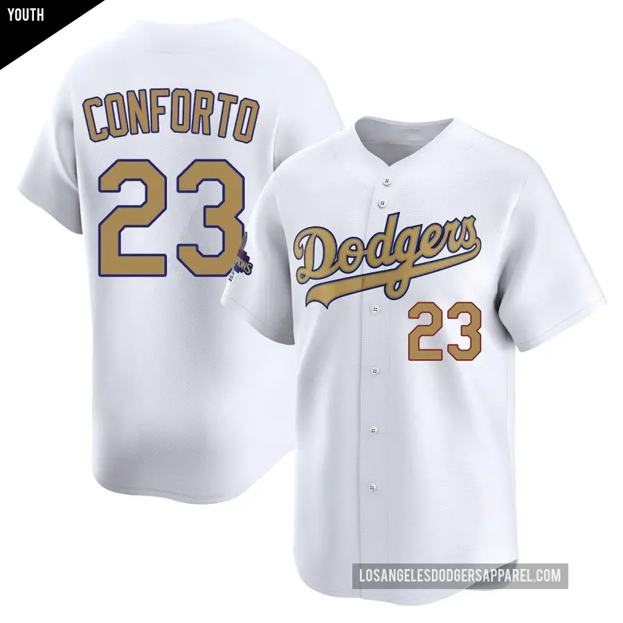 Youth Los Angeles Dodgers ＃23 Michael Conforto Limited Gold White 2025 Collection Jersey