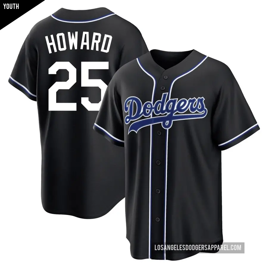 Youth Los Angeles Dodgers ＃25 Frank Howard Replica Black Fashion Out Jersey