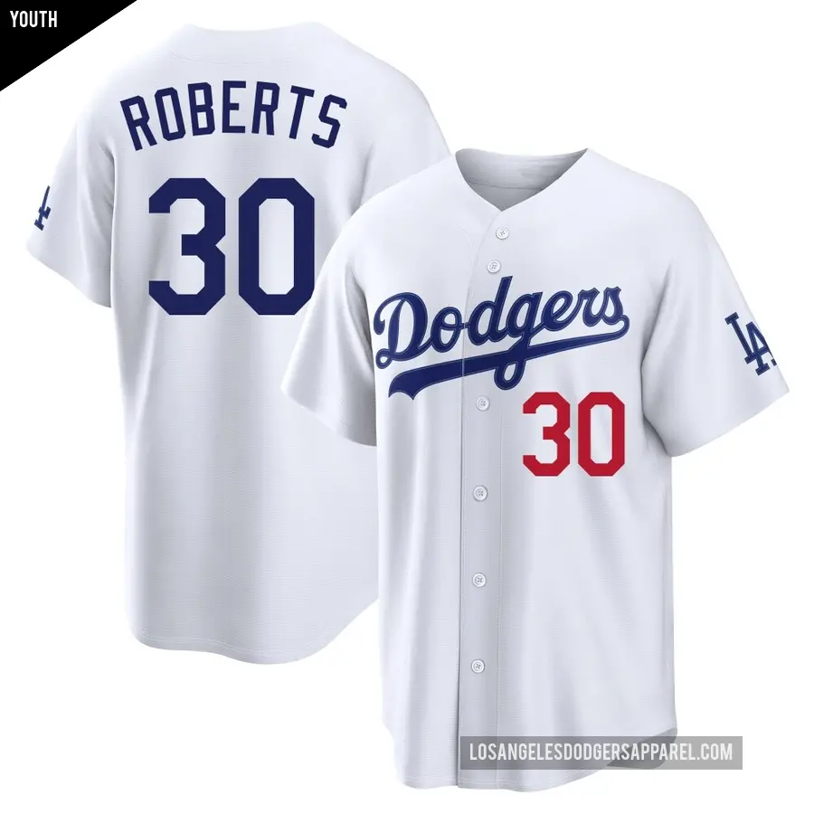 Youth Los Angeles Dodgers ＃30 Dave Roberts Limited White Home Stadium Jersey