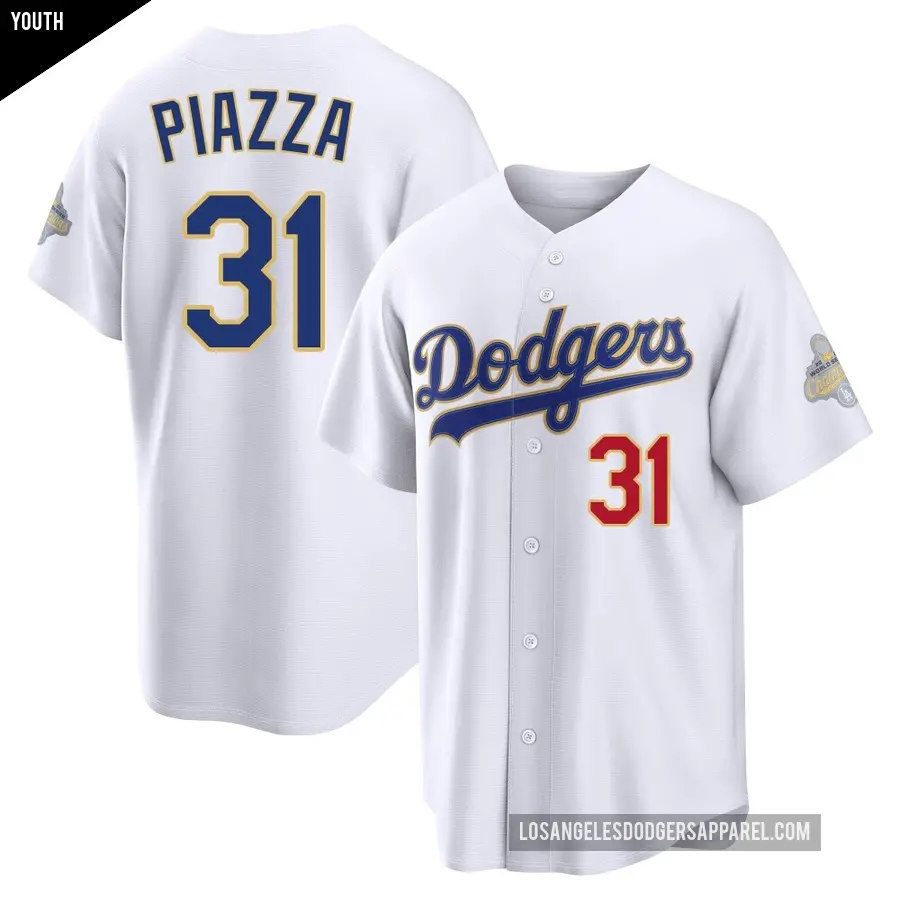 Youth Los Angeles Dodgers ＃31 Mike Piazza Limited Gold White 2026 Collection Stadium Jersey