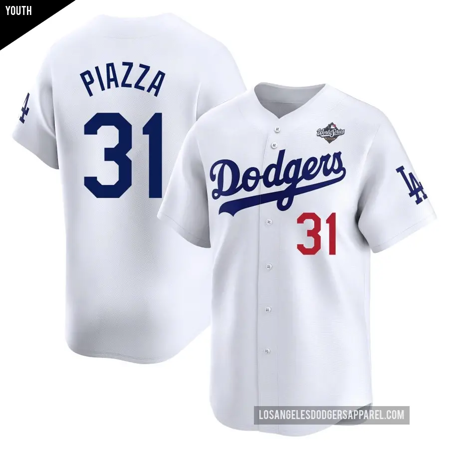 Youth Los Angeles Dodgers ＃31 Mike Piazza Limited White Home 2025 World Series Jersey