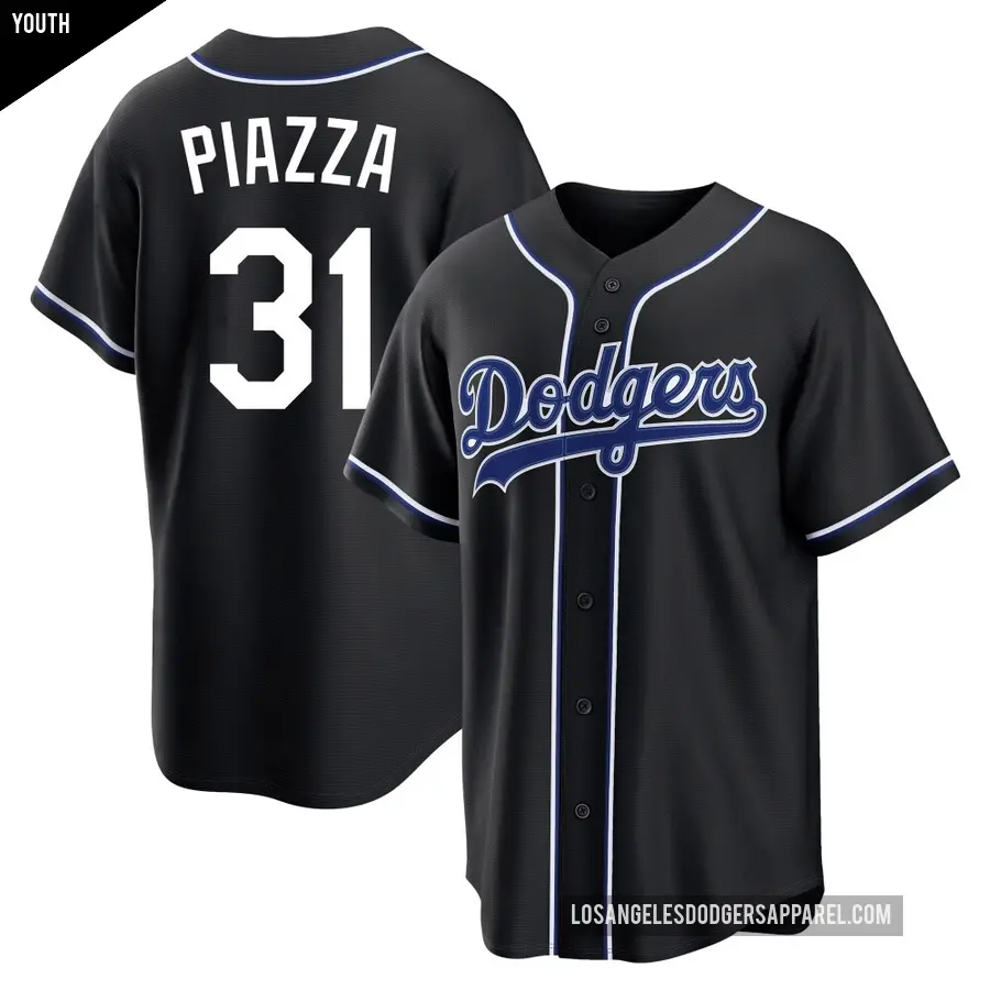 Youth Los Angeles Dodgers ＃31 Mike Piazza Replica Black Fashion Out Jersey