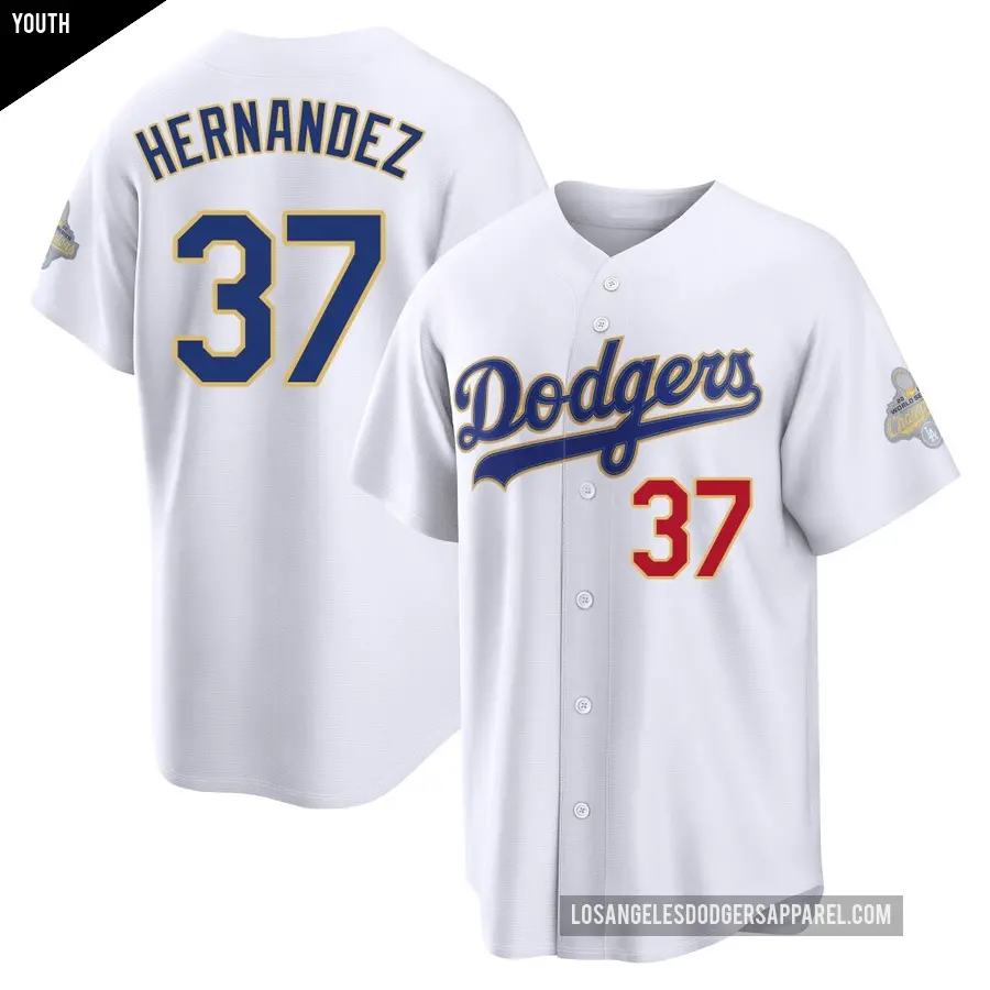 Youth Los Angeles Dodgers ＃37 Teoscar Hernandez Limited Gold White 2026 Collection Stadium Jersey