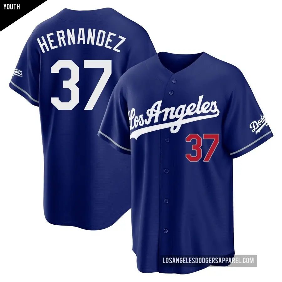 Youth Los Angeles Dodgers ＃37 Teoscar Hernandez Limited Royal Alternate Stadium Jersey