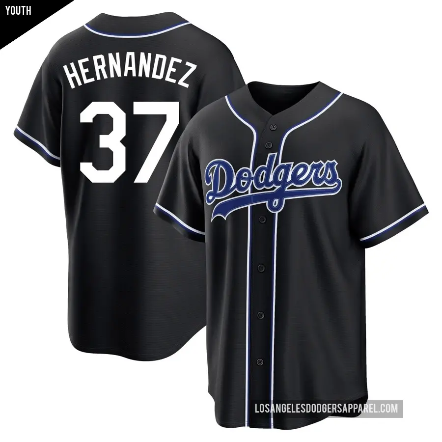 Youth Los Angeles Dodgers ＃37 Teoscar Hernandez Replica Black Fashion Out Jersey