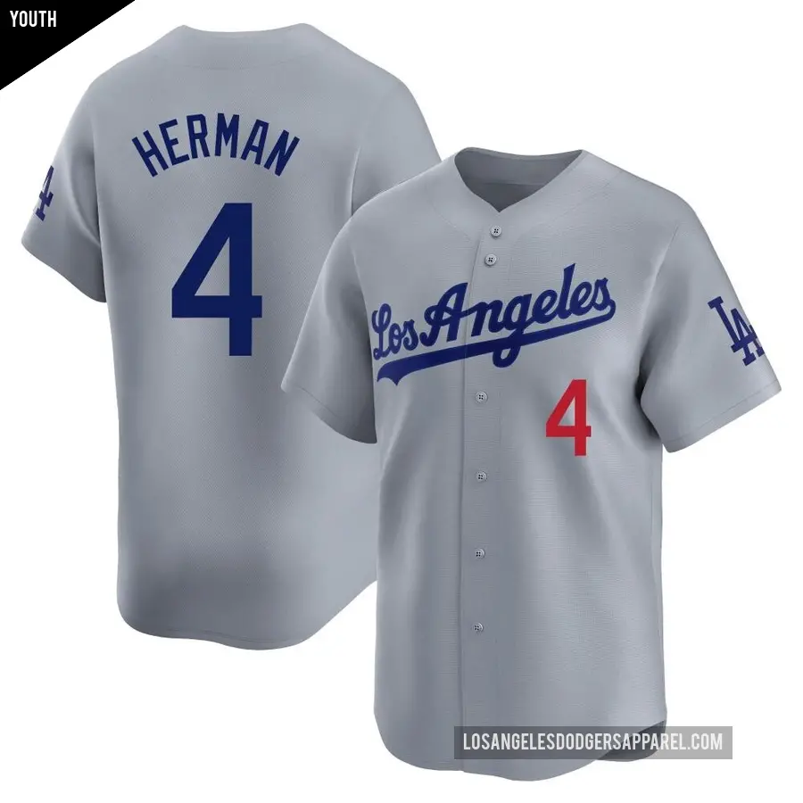 Youth Los Angeles Dodgers ＃4 Babe Herman Limited Gray Away Jersey