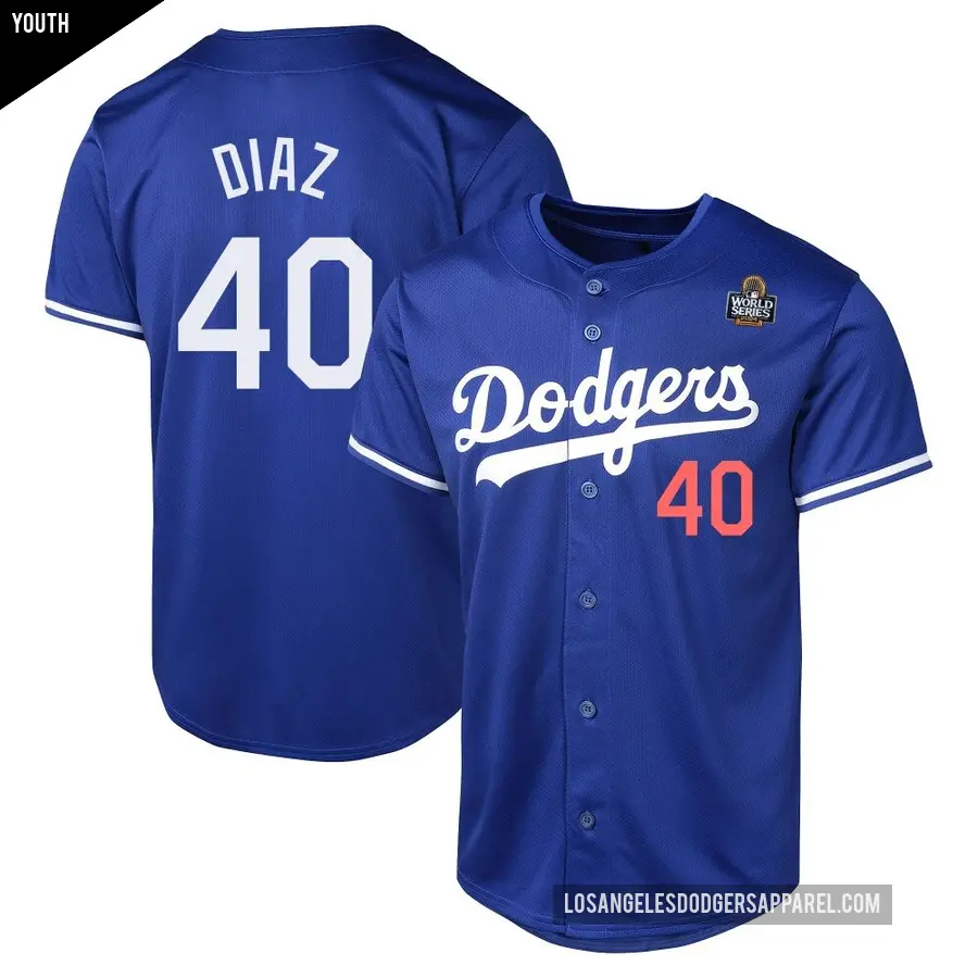 Youth Los Angeles Dodgers ＃40 Alexis Diaz Limited Royal Alternate 2024 World Series Jersey