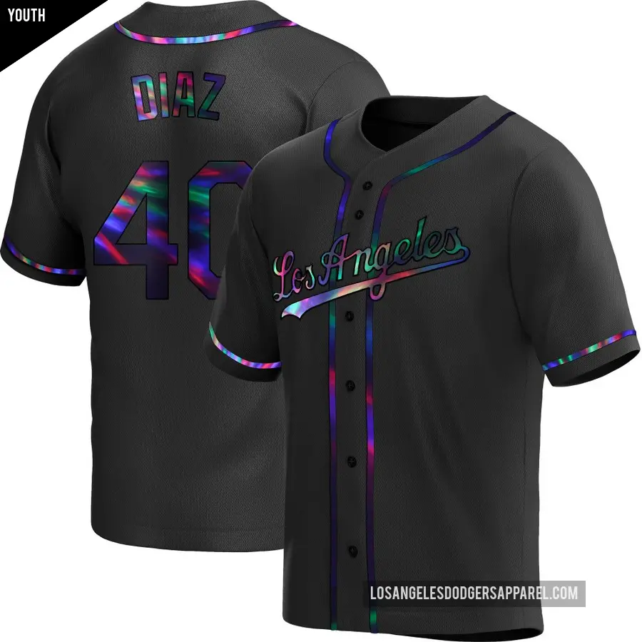 Youth Los Angeles Dodgers ＃40 Alexis Diaz Replica Black Holographic Alternate Jersey