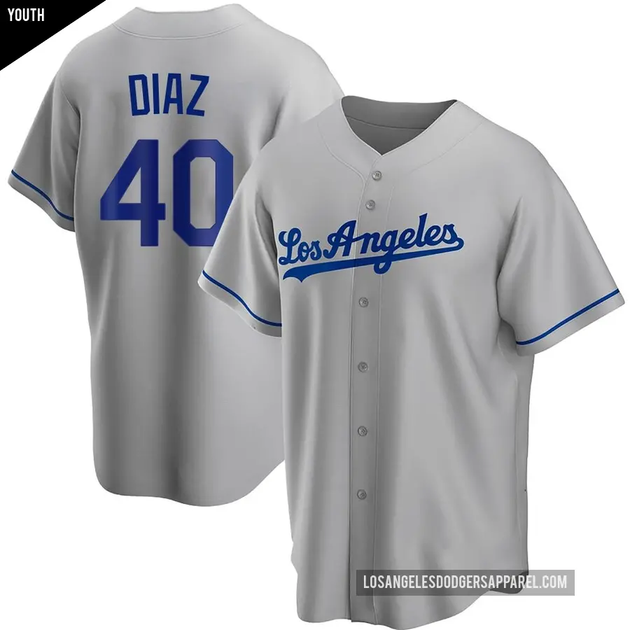Youth Los Angeles Dodgers ＃40 Alexis Diaz Replica Gray Road Jersey
