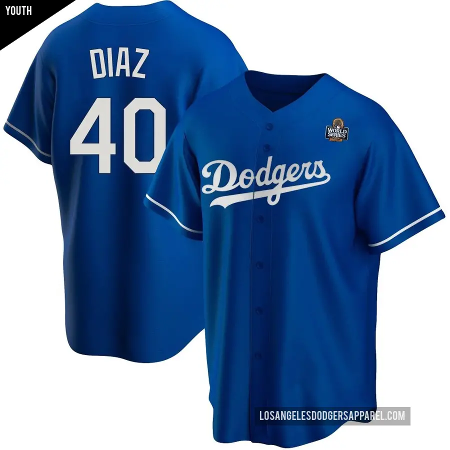 Youth Los Angeles Dodgers ＃40 Alexis Diaz Replica Royal Alternate 2024 World Series Jersey
