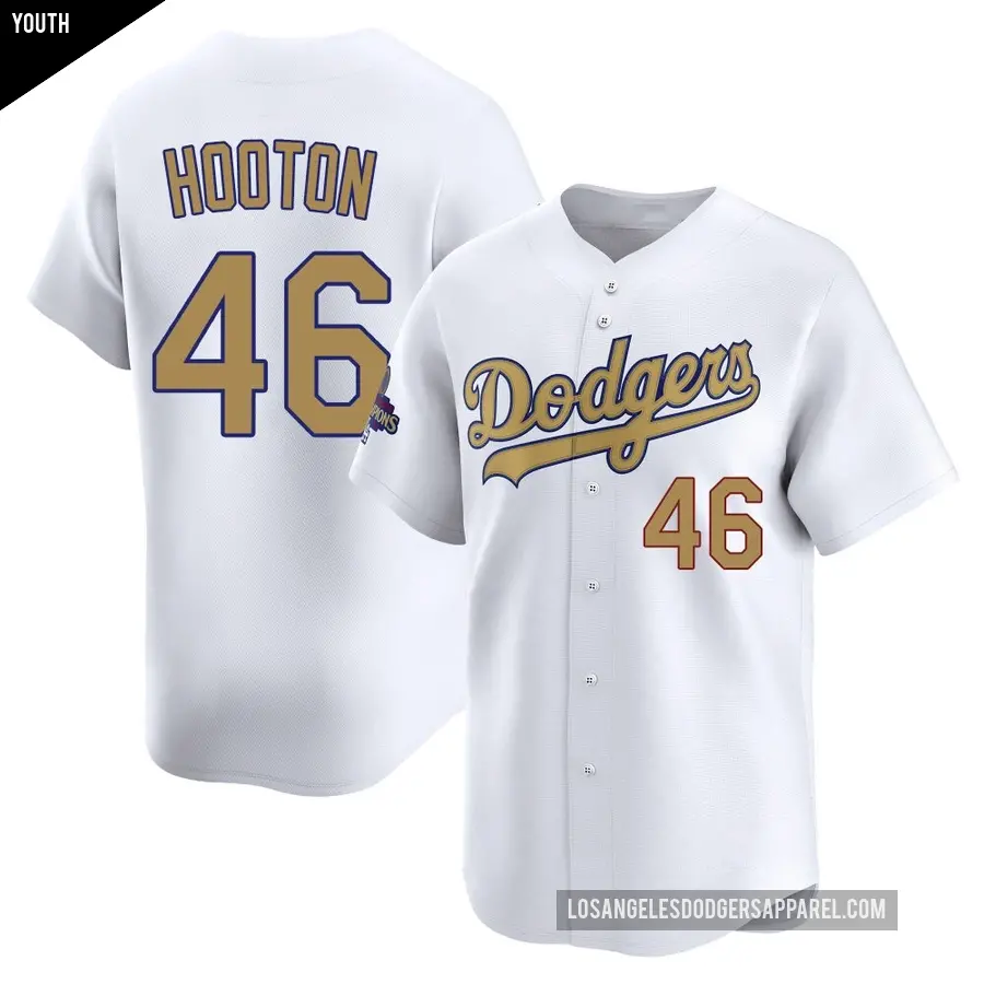 Youth Los Angeles Dodgers ＃46 Burt Hooton Limited Gold White 2025 Collection Jersey