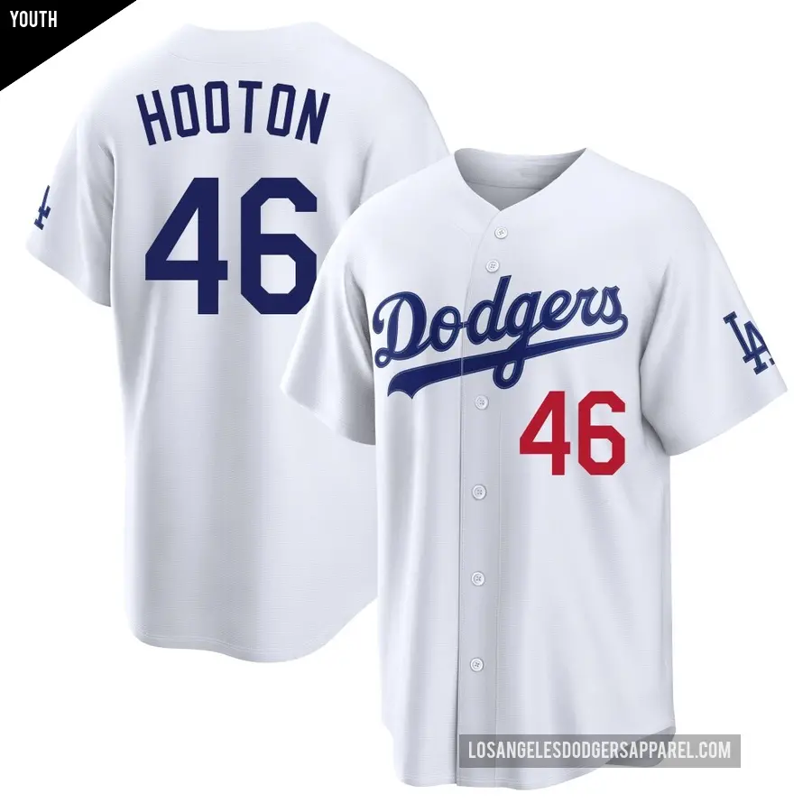 Youth Los Angeles Dodgers ＃46 Burt Hooton Limited White Home Stadium Jersey